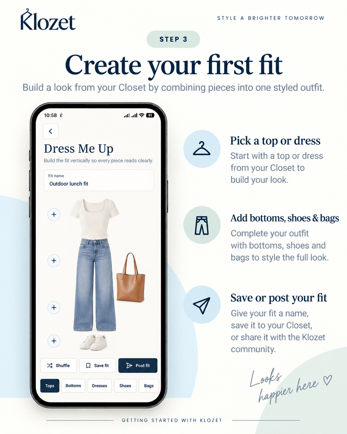 Klozet guide: create your first fit